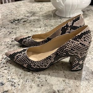 Marc Fisher  Zalq Block Heel Pointy Toe Pump Snakeskin
